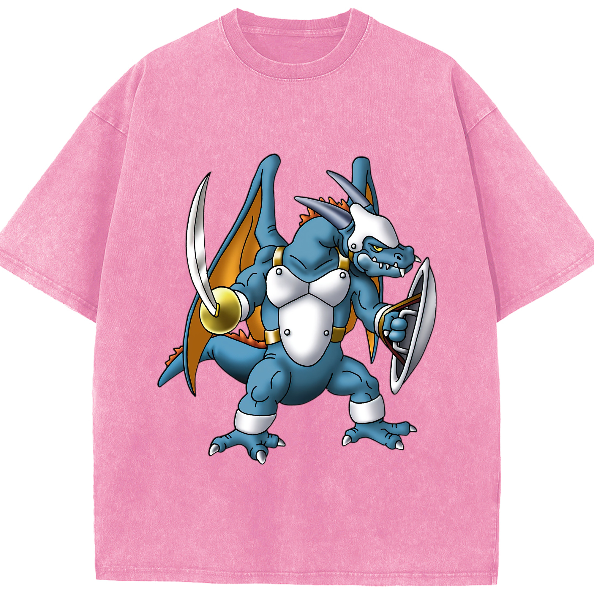 （画像用） ドラゴンクエスト Doragon Kuesuto Dragon Quest 綿100% ヴィンテージ風 半袖Tシャツ（フロントプリント）